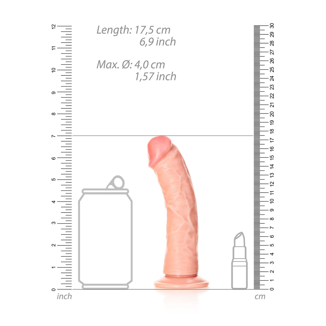 Realistyczne zakrzywione dildo do masturbacji wykonane z beżowego silikonu z przyssawką RealRock 15 cm