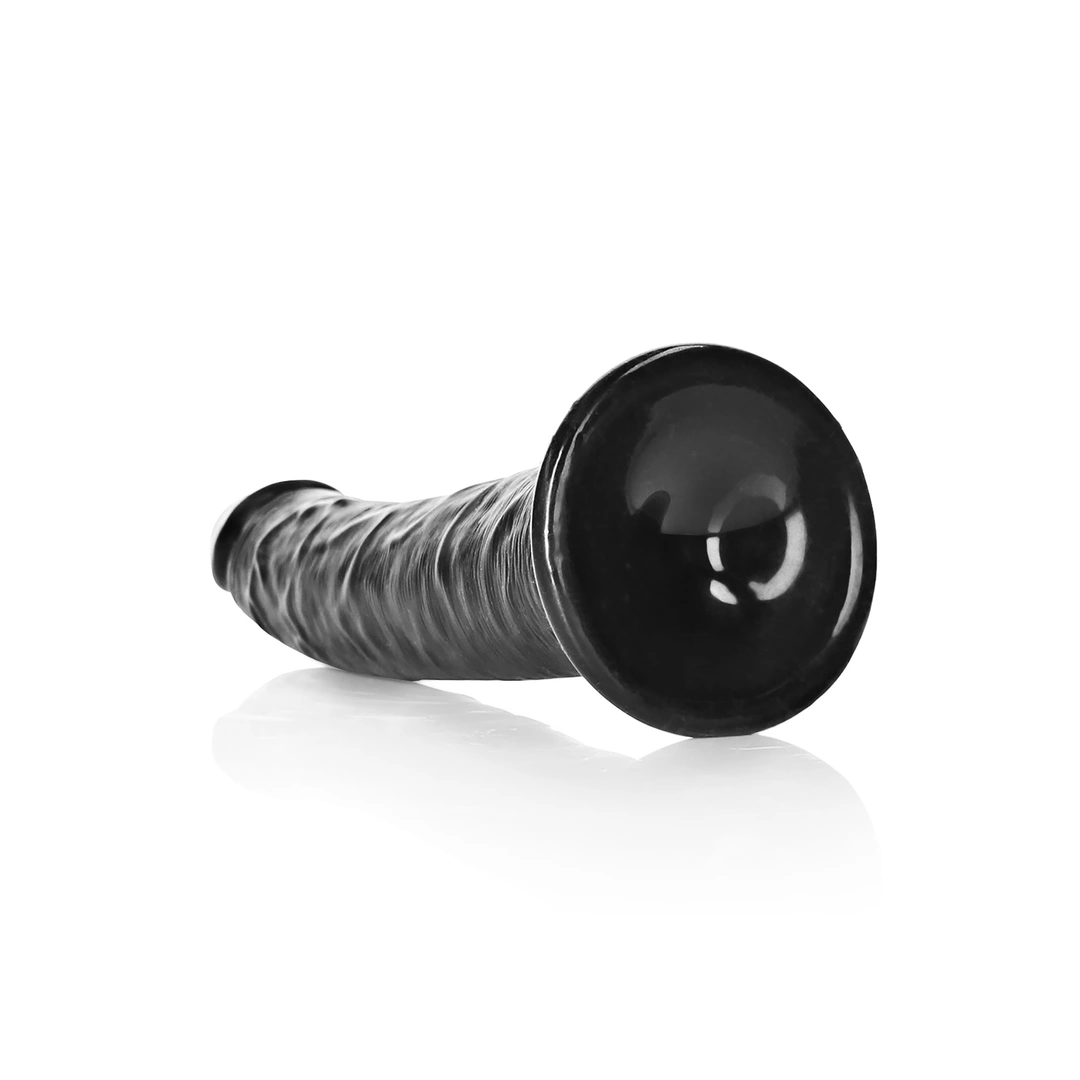 Realistyczne zakrzywione dildo do masturbacji wykonane z czarnego silikonu z przyssawką RealRock 20 cm