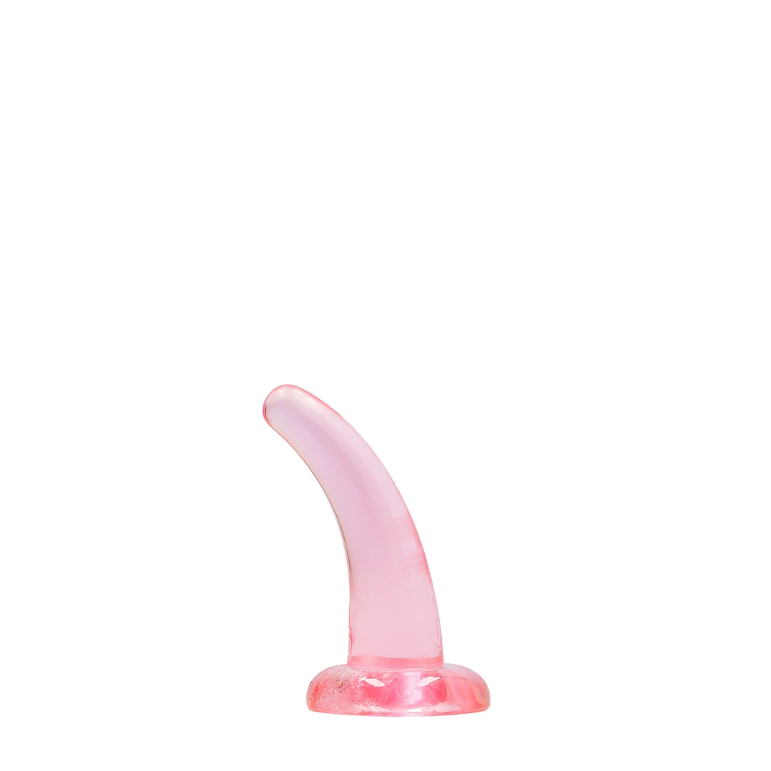 Zakrzywione dildo do masturbacji wykonane z różowego silikonu z przyssawką RealRock 11 cm