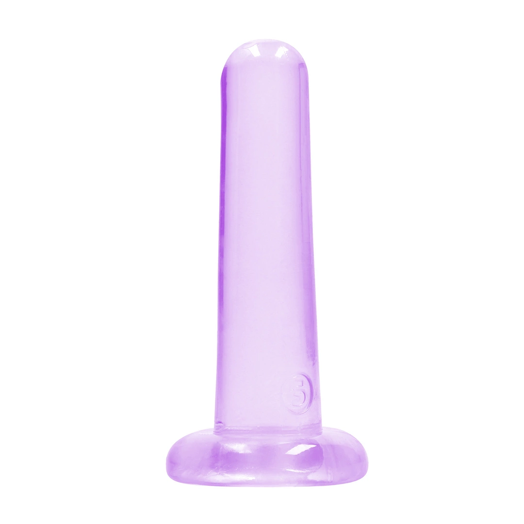 Gładkie dildo do masturbacji wykonane z fioletowego silikonu z przyssawką RealRock 13 cm