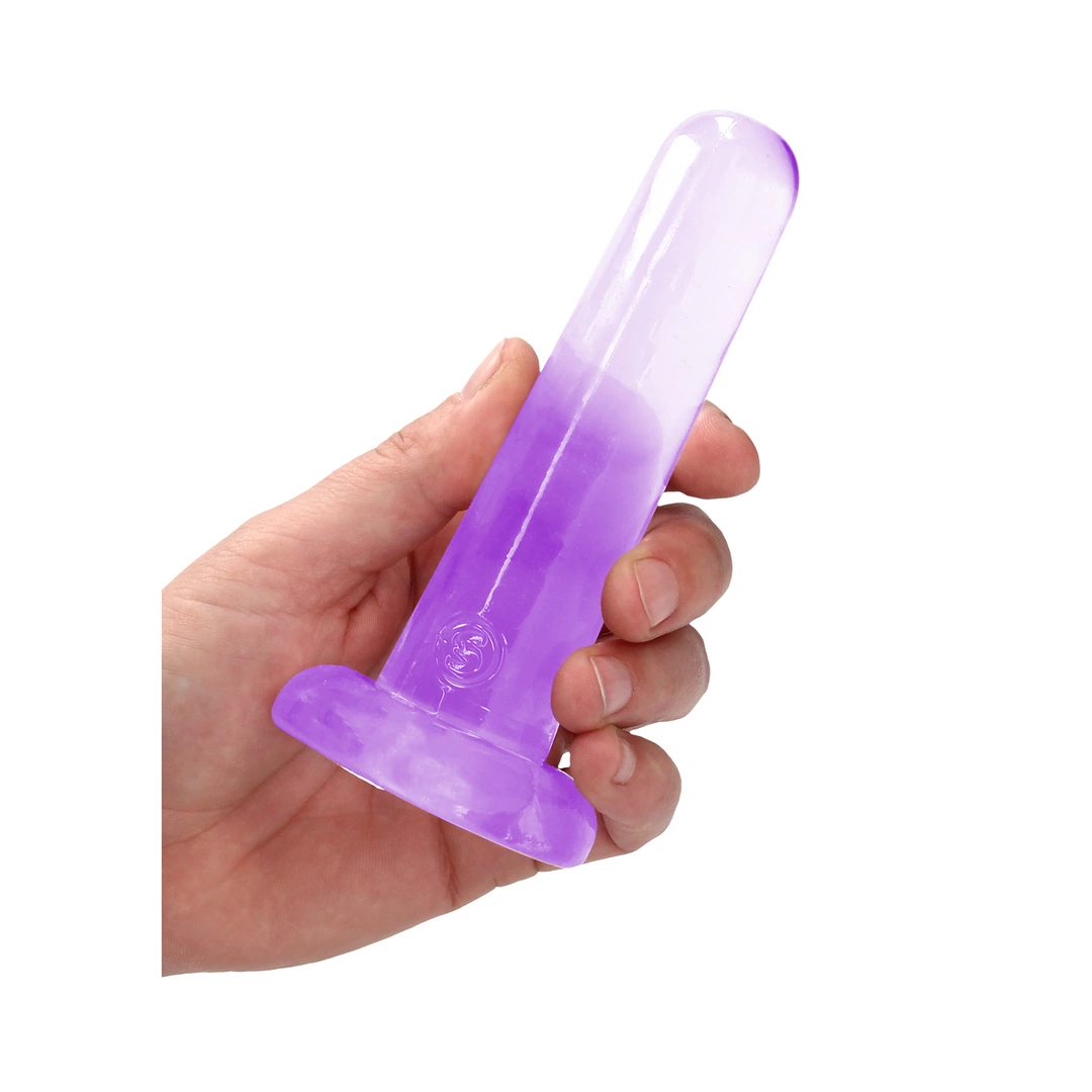 Gładkie dildo do masturbacji wykonane z fioletowego silikonu z przyssawką RealRock 13 cm
