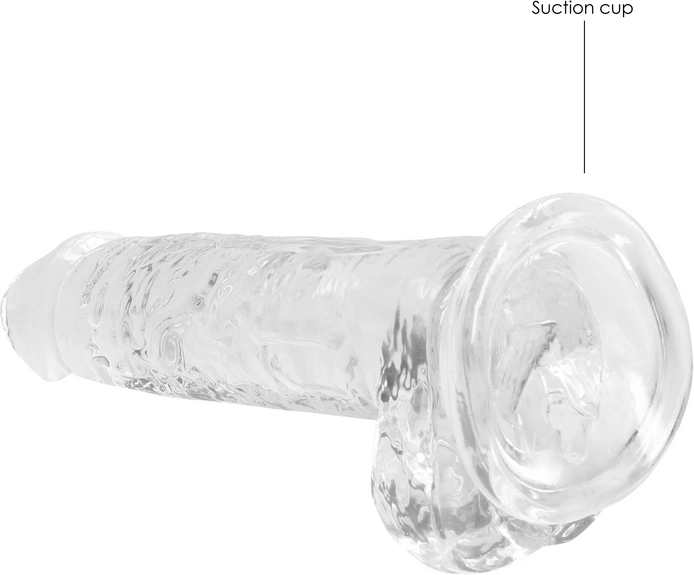 Realistyczne dildo do masturbacji wykonane z przezroczystego silikonu z przyssawką RealRock 18 cm
