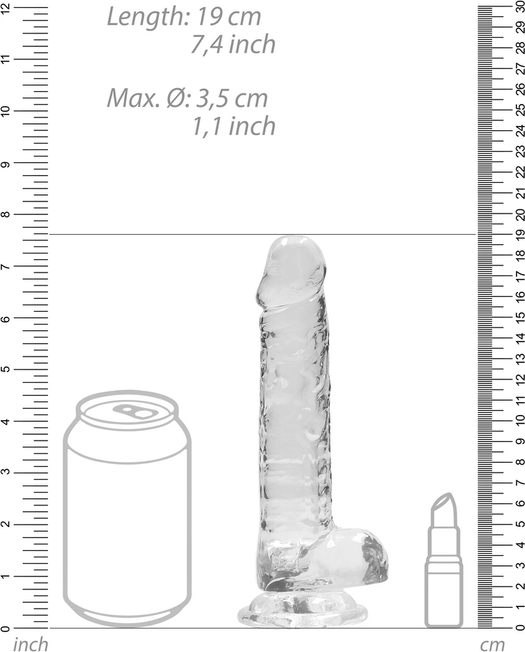 Realistyczne dildo do masturbacji wykonane z przezroczystego silikonu z przyssawką RealRock 18 cm