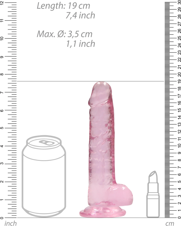 Realistyczne dildo do masturbacji wykonane z różowego silikonu z przyssawką i jądrami RealRock 19 cm