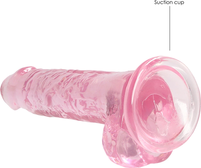 Realistyczne dildo do masturbacji wykonane z różowego silikonu z przyssawką i jądrami RealRock 19 cm