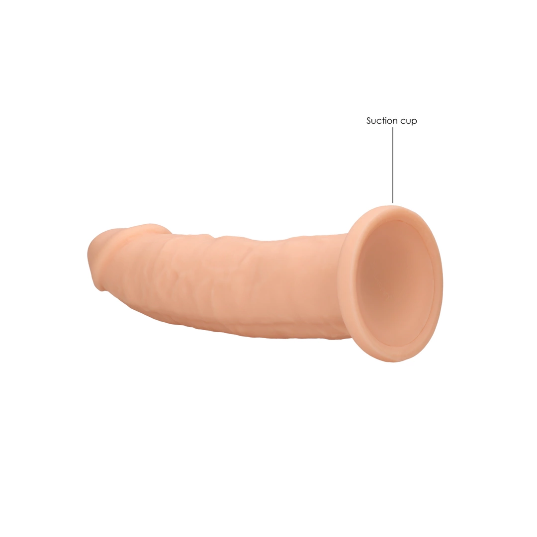 Realistyczne dildo do masturbacji wykonane z beżowego silikonu z przyssawką RealRock 23 cm