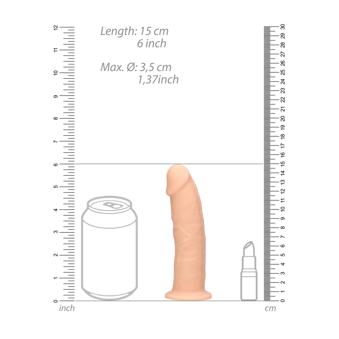 Realistyczne dildo do masturbacji wykonane z beżowego silikonu z przyssawką RealRock 15 cm