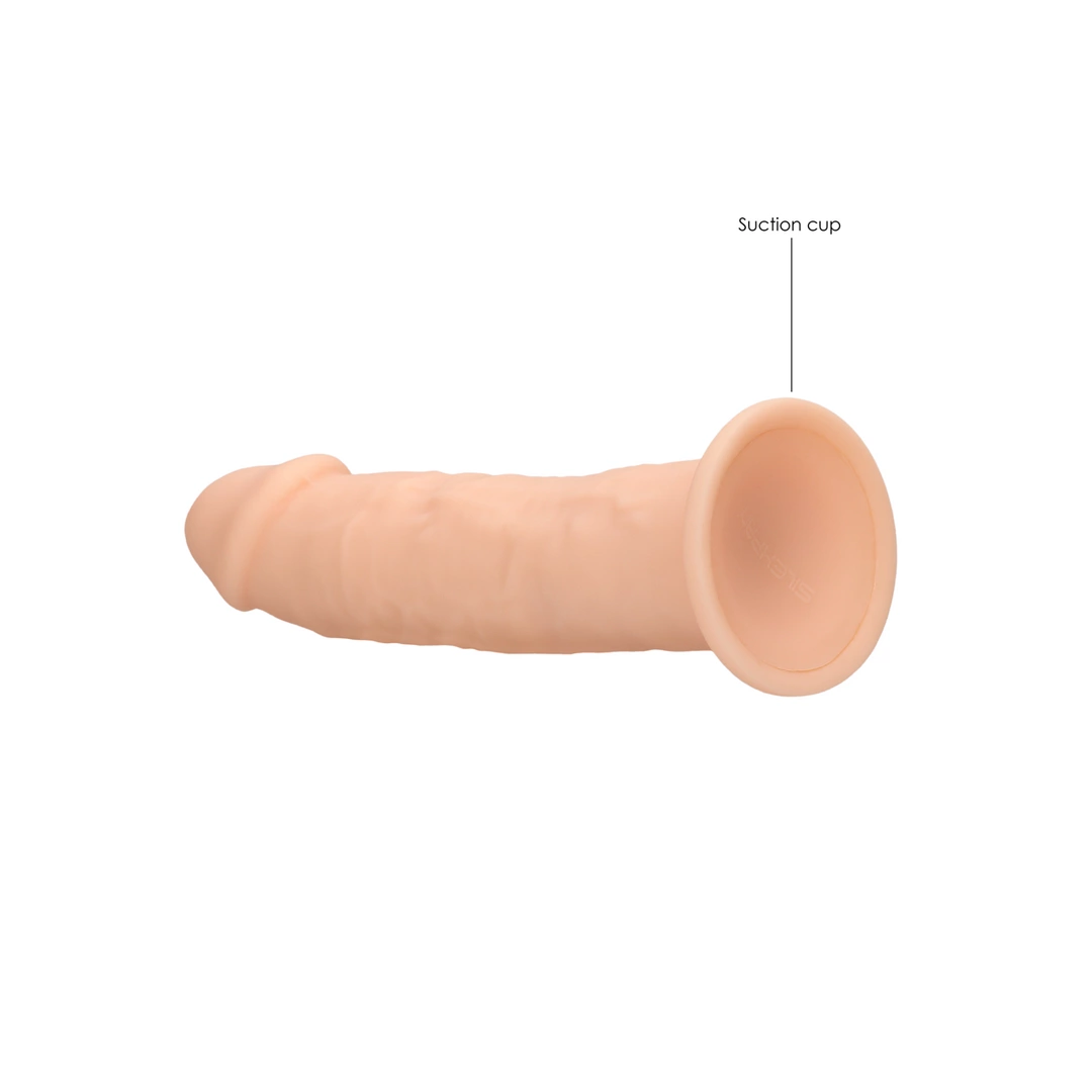 Realistyczne dildo do masturbacji wykonane z beżowego silikonu z przyssawką RealRock 15 cm
