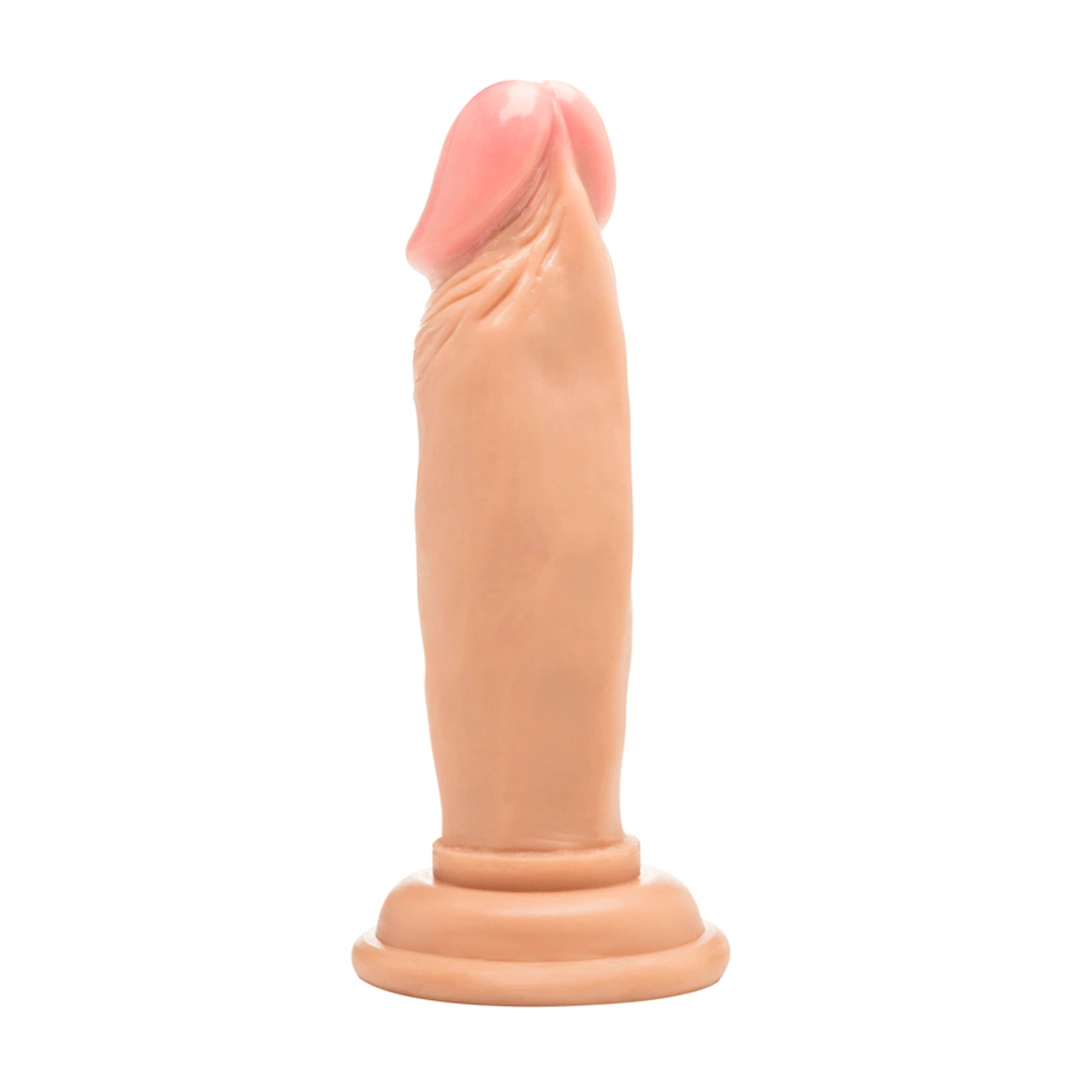 Realistyczne dildo do masturbacji wykonane z beżowego silikonu z przyssawką RealRock 15 cm