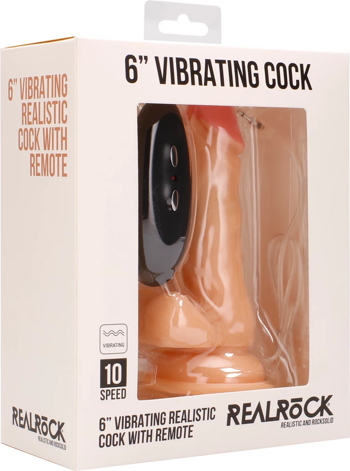 Wibrujące realistyczne dildo z jądrami wykonany z beżowego silikonu RealRock 15 cm Wibrujące realistyczne dildo z jądrami wykonany z beżowego silikonu RealRock 15 cm