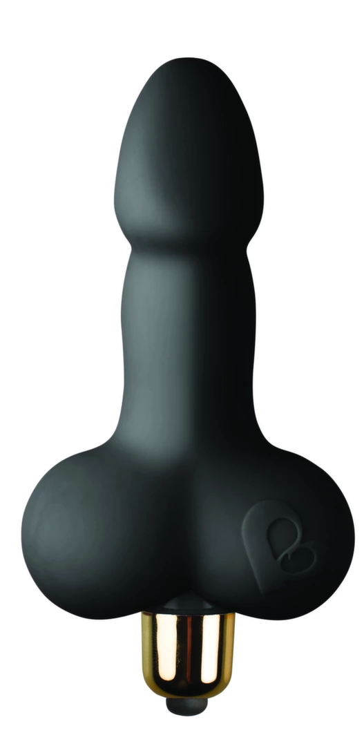Czarny wibrator w kształcie małego penisa z 7 trybami wibracji Rocks-Off Little Cocky 