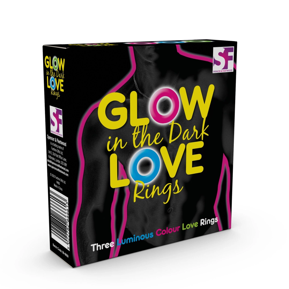 Zestaw 3 silikonowych pierścieni na penisa w przezroczystych kolorach fosforyzujące Spencer & Fleetwood Glow in the Dark