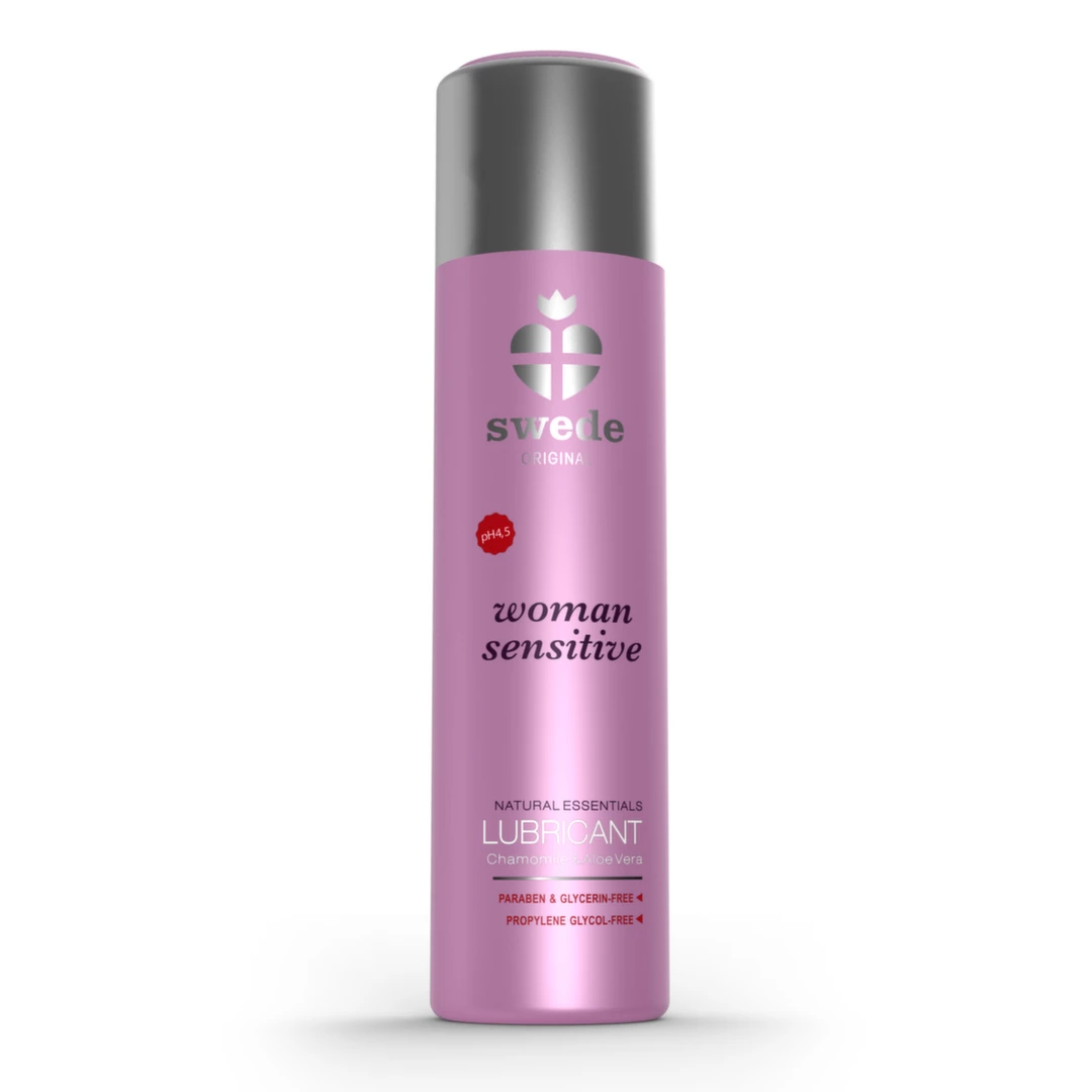 Nawilżający lubrykant dopochwowy na bazie wody z aloesem, lnem, rumiankiem i piroktonem olaminy Swede Woman Sensitive 120 ml
