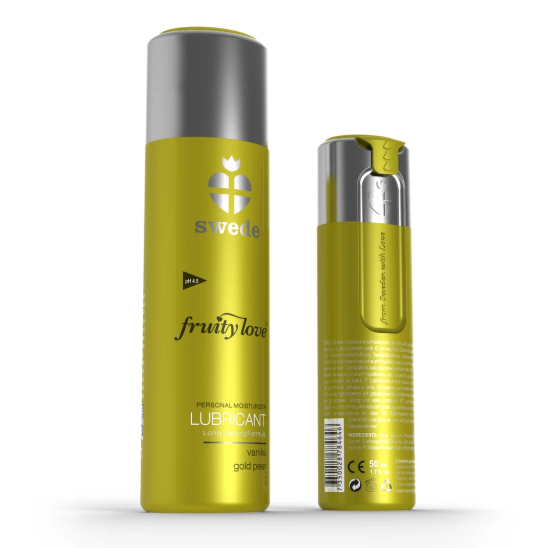 Lubrykant dopochwowy na bazie wody o smaku wanilii i złotej gruszki Swede Fruity Love 50 ml Lubrykant dopochwowy na bazie wody o smaku wanilii i złotej gruszki Swede Fruity Love 50 ml