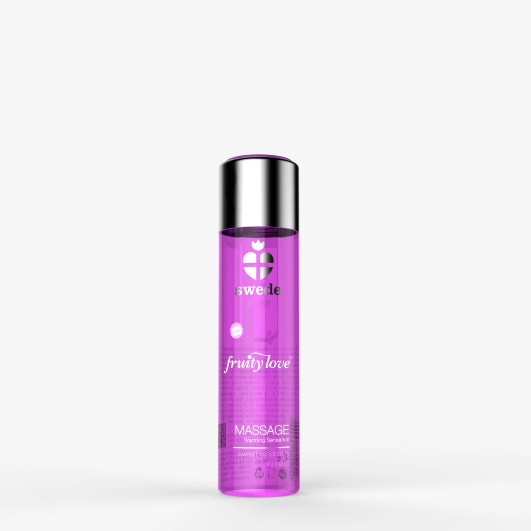 Olejek do masażu jadalny o smaku malinowo rabarbarowym Swede Fruity Love 60 ml