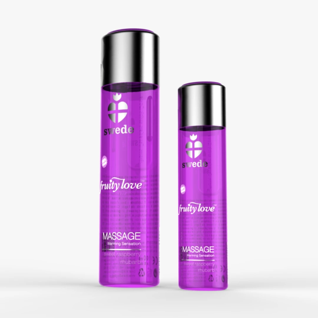 Olejek do masażu jadalny o smaku malinowo rabarbarowym Swede Fruity Love 60 ml