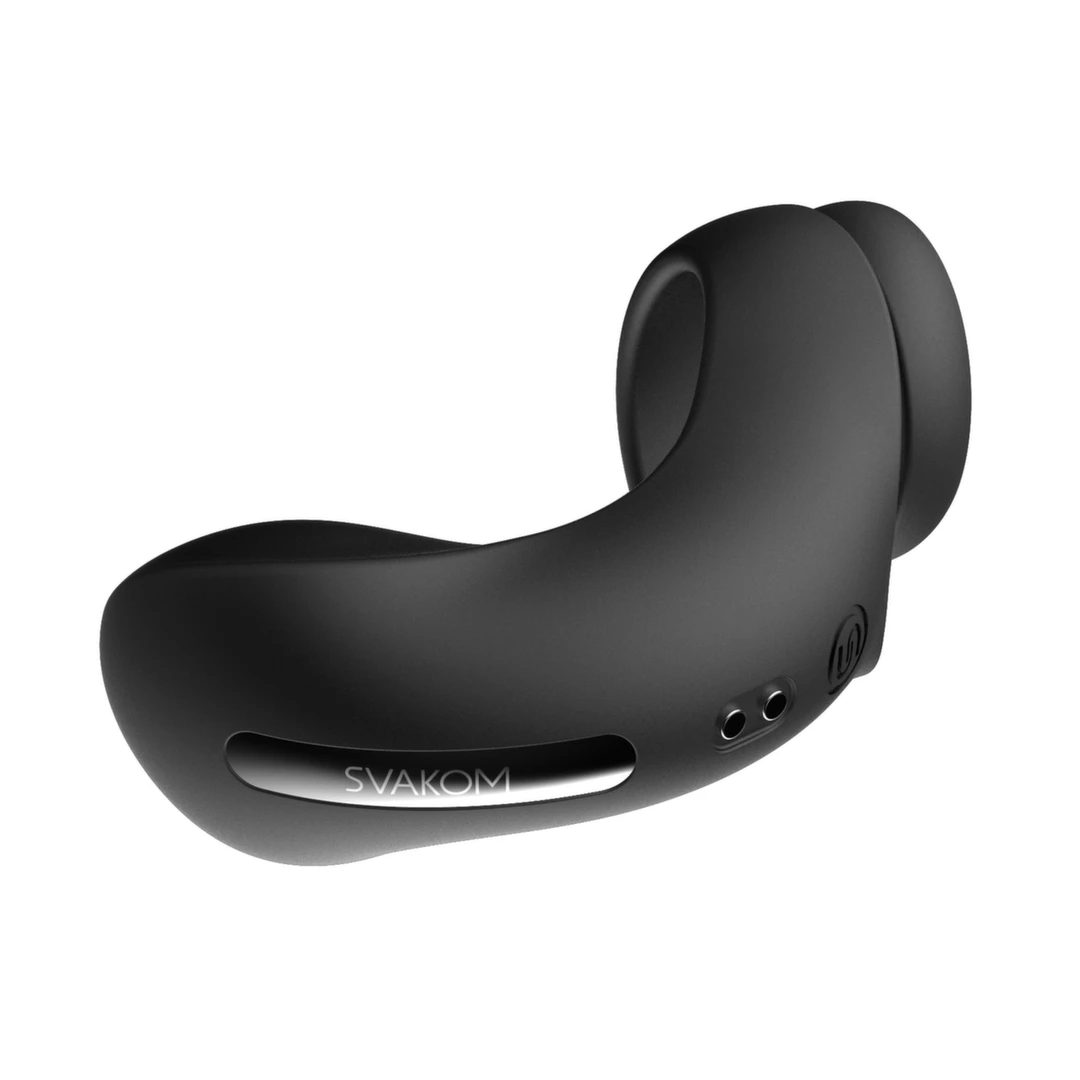 Wibrujący silikonowy pierścień na penisa w kolorze czarnym Svakom Benedict Double 