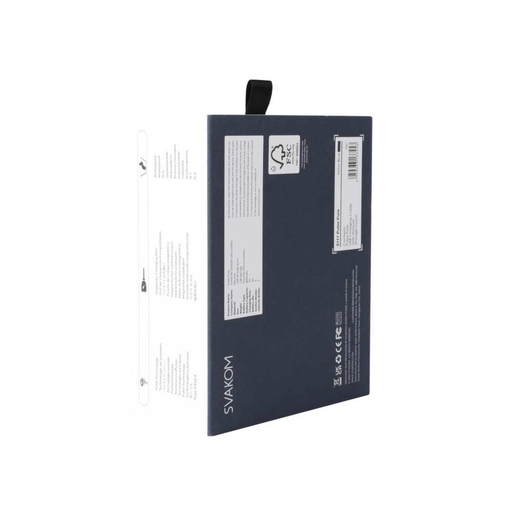 Ciemnoniebieski silikonowy zakrzywiony wibrator do próżniowej stymulacji łechtaczki Svakom Pulse Pure Deep Suction Stimulator 