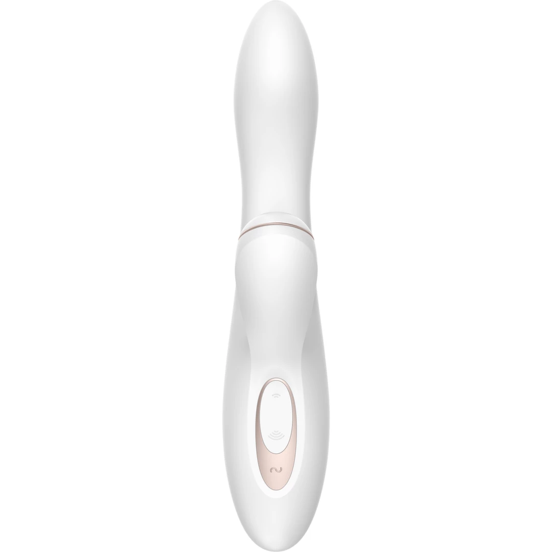 Biały podwójny silikonowy wibrator do stymulacji łechtaczki z podciśnieniem i wibracjami dla punktu G Satisfyer Pro G Spot 