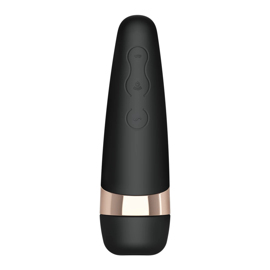Wibrator silikonowy do stymulacji łechtaczki z podciśnieniem i wibracjami w kolorze czarno złotym Satisfyer Pro 3 