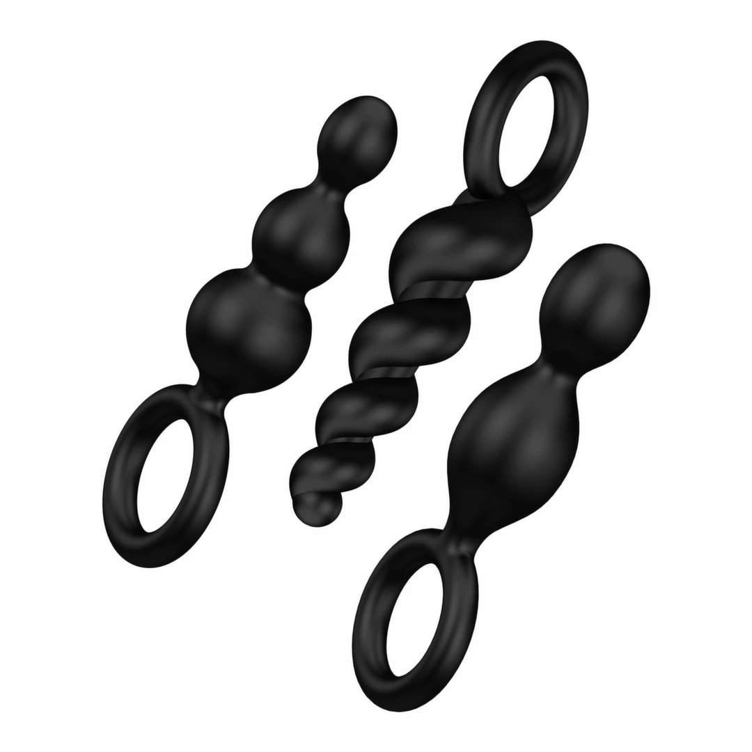Zestaw plugów analnych z silikonu w kolorze czarnym Satisfyer Booty Call Plugs