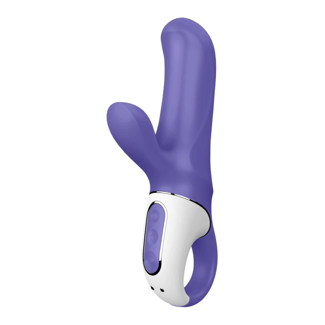 Fioletowy podwójny wibrator silikonowy o nietypowym kształcie do masturbacji punktu G i łechtaczki Satisfyer Magic Bunny