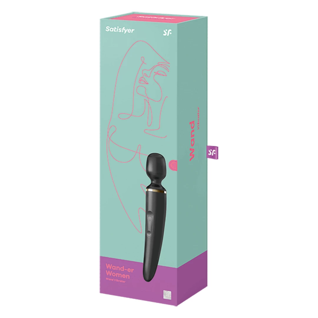 Czarny silikonowy zakrzywiony wibrator do masturbacji łechtaczki Satisfyer Wand Er Women 