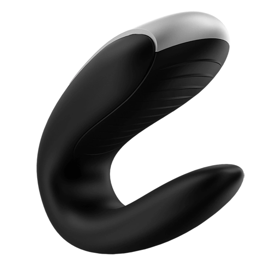 Czarny silikonowy wibrator do stymulacji punktu G i łechtaczki z pilotem Satisfyer Double Fun 