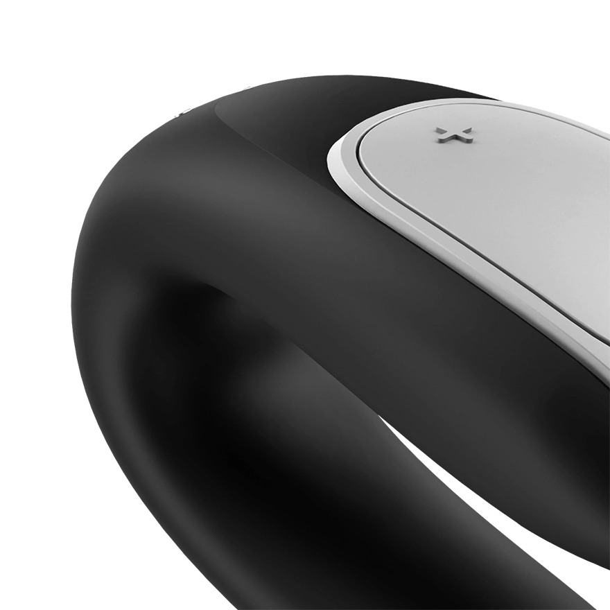 Czarny silikonowy wibrator do stymulacji punktu G i łechtaczki z pilotem Satisfyer Double Fun 