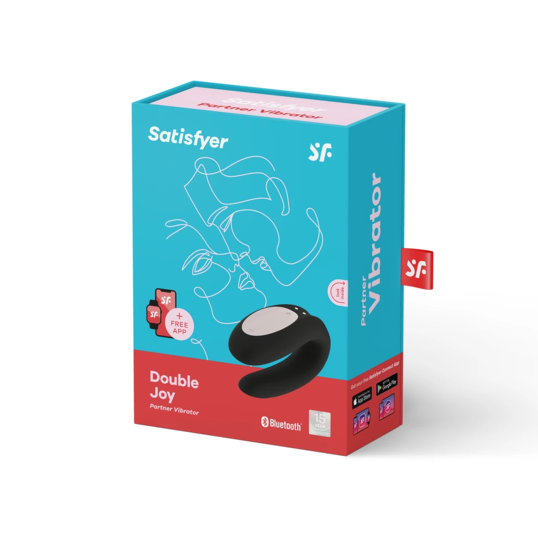 Czarny podwójny wibrator silikonowy do stymulacji punktu G i łechtaczki Satisfyer Double Joy 