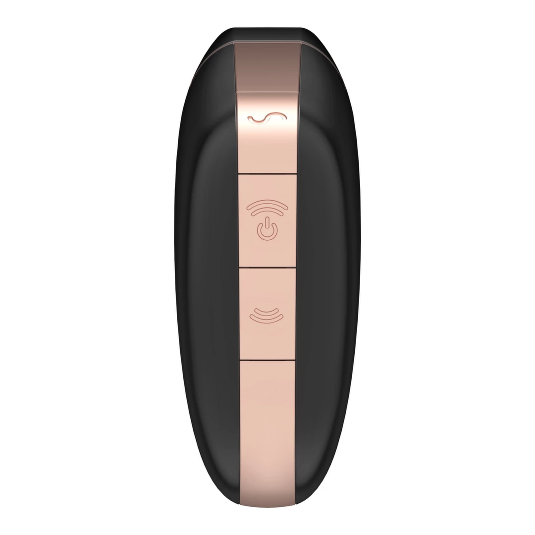 Wibrator silikonowy do stymulacji łechtaczki z podciśnieniem i wibracjami w kolorze czarno złotym Satisfyer Love Triangle  Wibrator silikonowy do stymulacji łechtaczki z podciśnieniem i wibracjami w kolorze czarno złotym Satisfyer Love Triangle