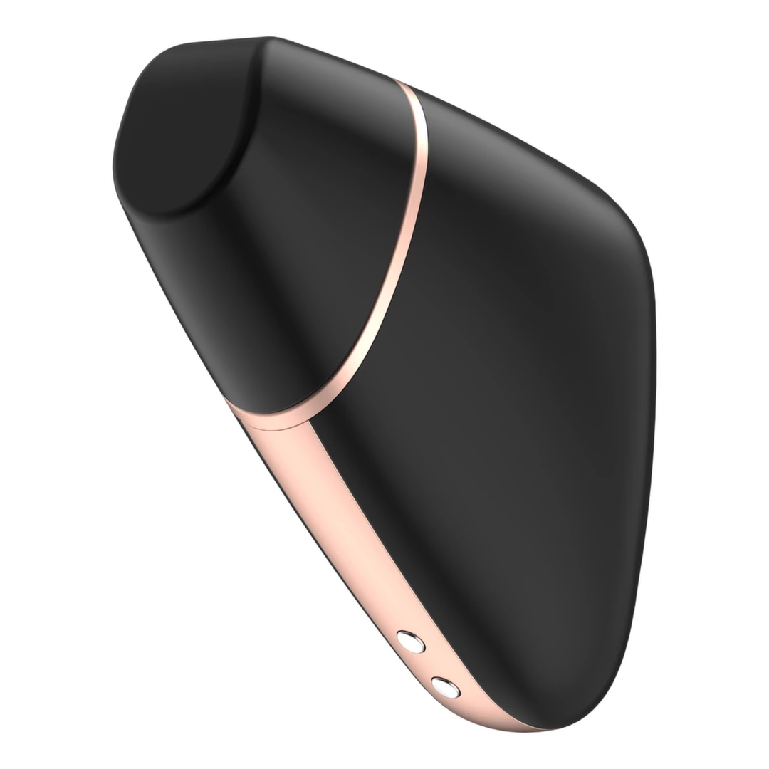 Wibrator silikonowy do stymulacji łechtaczki z podciśnieniem i wibracjami w kolorze czarno złotym Satisfyer Love Triangle  Wibrator silikonowy do stymulacji łechtaczki z podciśnieniem i wibracjami w kolorze czarno złotym Satisfyer Love Triangle