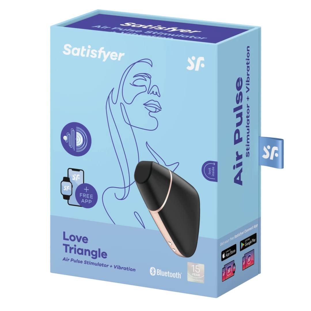 Wibrator silikonowy do stymulacji łechtaczki z podciśnieniem i wibracjami w kolorze czarno złotym Satisfyer Love Triangle  Wibrator silikonowy do stymulacji łechtaczki z podciśnieniem i wibracjami w kolorze czarno złotym Satisfyer Love Triangle