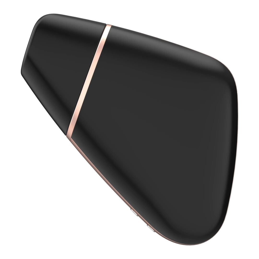 Wibrator silikonowy do stymulacji łechtaczki z podciśnieniem i wibracjami w kolorze czarno złotym Satisfyer Love Triangle  Wibrator silikonowy do stymulacji łechtaczki z podciśnieniem i wibracjami w kolorze czarno złotym Satisfyer Love Triangle