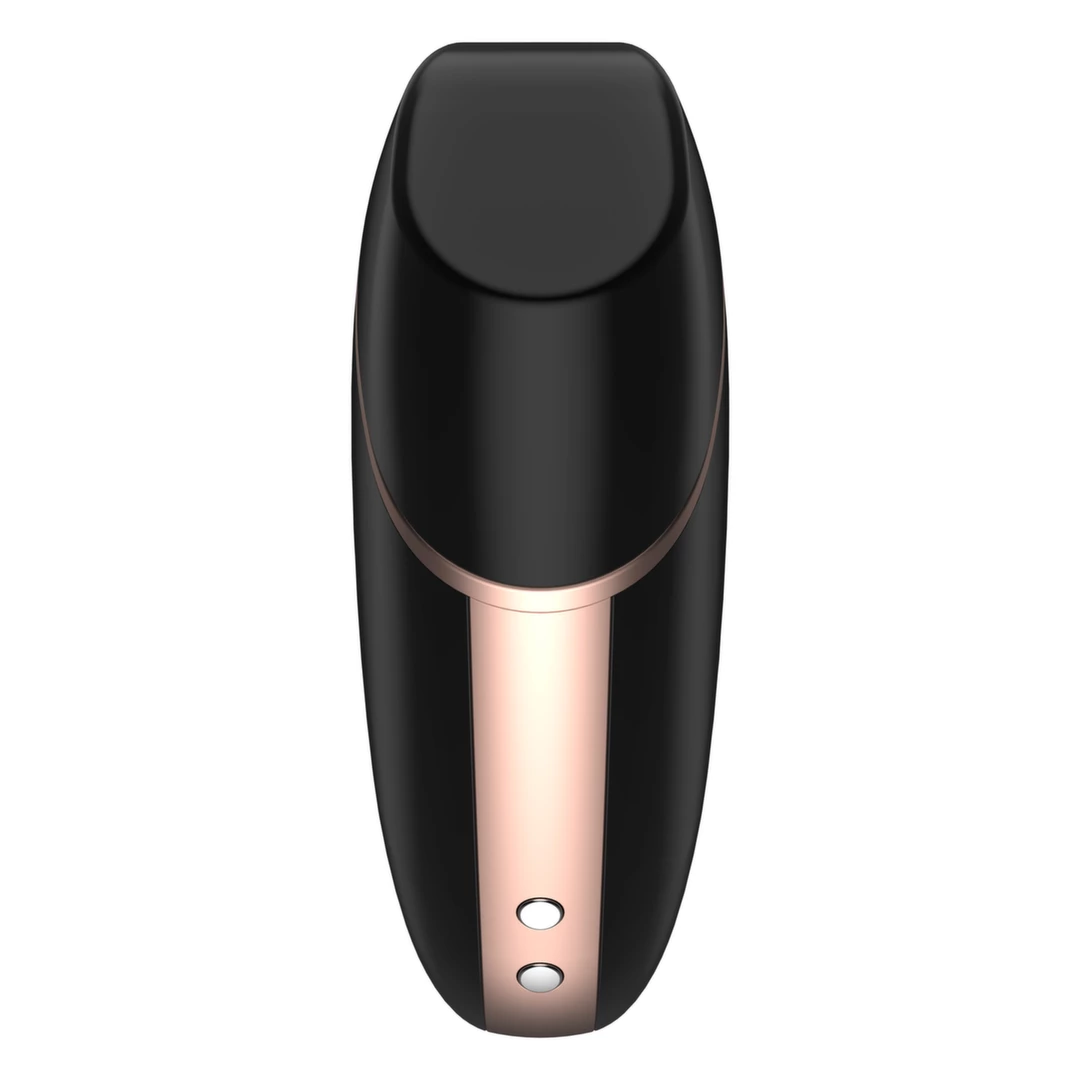 Wibrator silikonowy do stymulacji łechtaczki z podciśnieniem i wibracjami w kolorze czarno złotym Satisfyer Love Triangle  Wibrator silikonowy do stymulacji łechtaczki z podciśnieniem i wibracjami w kolorze czarno złotym Satisfyer Love Triangle