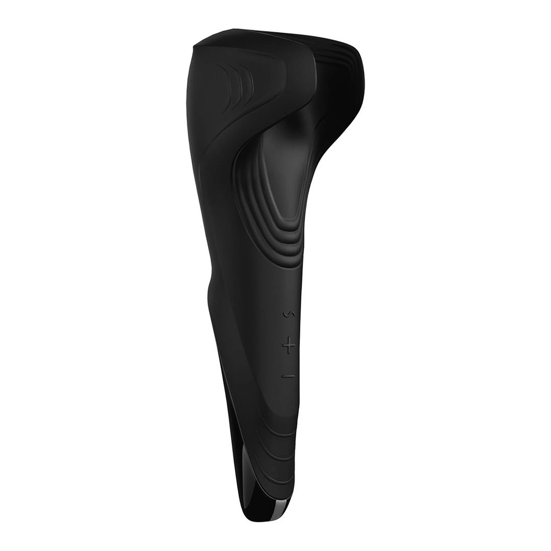 Automatyczny wibrator do masturbacji łechtaczki wykonany z czarnego silikonu Men Satisfyer
