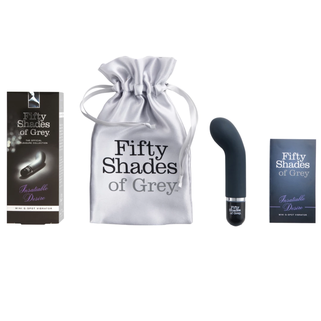 Czarny silikonowy wibrator z zakrzywioną końcówką do masturbacji punktu G i łechtaczki Fifty Shades of Grey Insatiable Desire