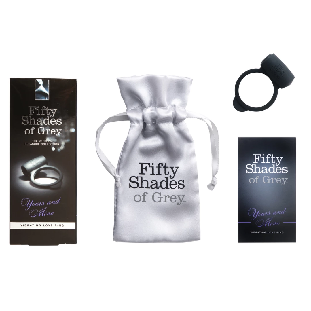 Wibrujący pierścień erekcyjny silikonowy czarny Fifty Shades of Grey Yours and Mine 32 mm