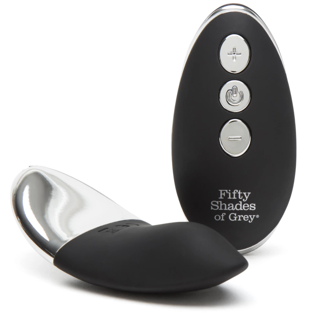Czarny silikonowy masażer łechtaczki z pilotem do majtek Fifty Shades of Grey Relentless Vibrations 