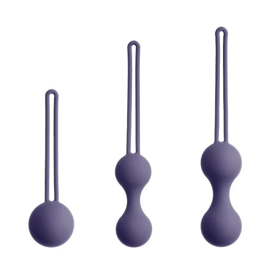 Zestaw kulek gejszy wykonanych z szarego silikonu So Divine Menopause Kegel 