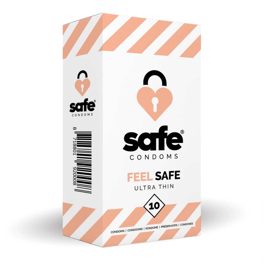 Prezerwatywy cienkie i gładkie lateksowe przezroczyste do seksu waginalnego Safe Feel Safe 10 szt