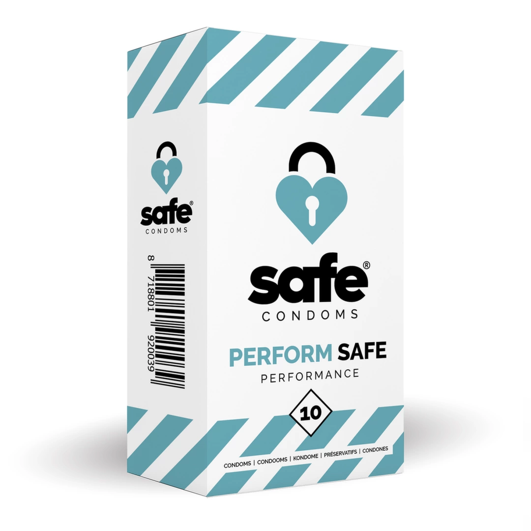 Prezerwatywy gładkie lateksowe przezroczyste do pochwy z opóźnionym męskim orgazmem Safe Perform Safe 10 szt