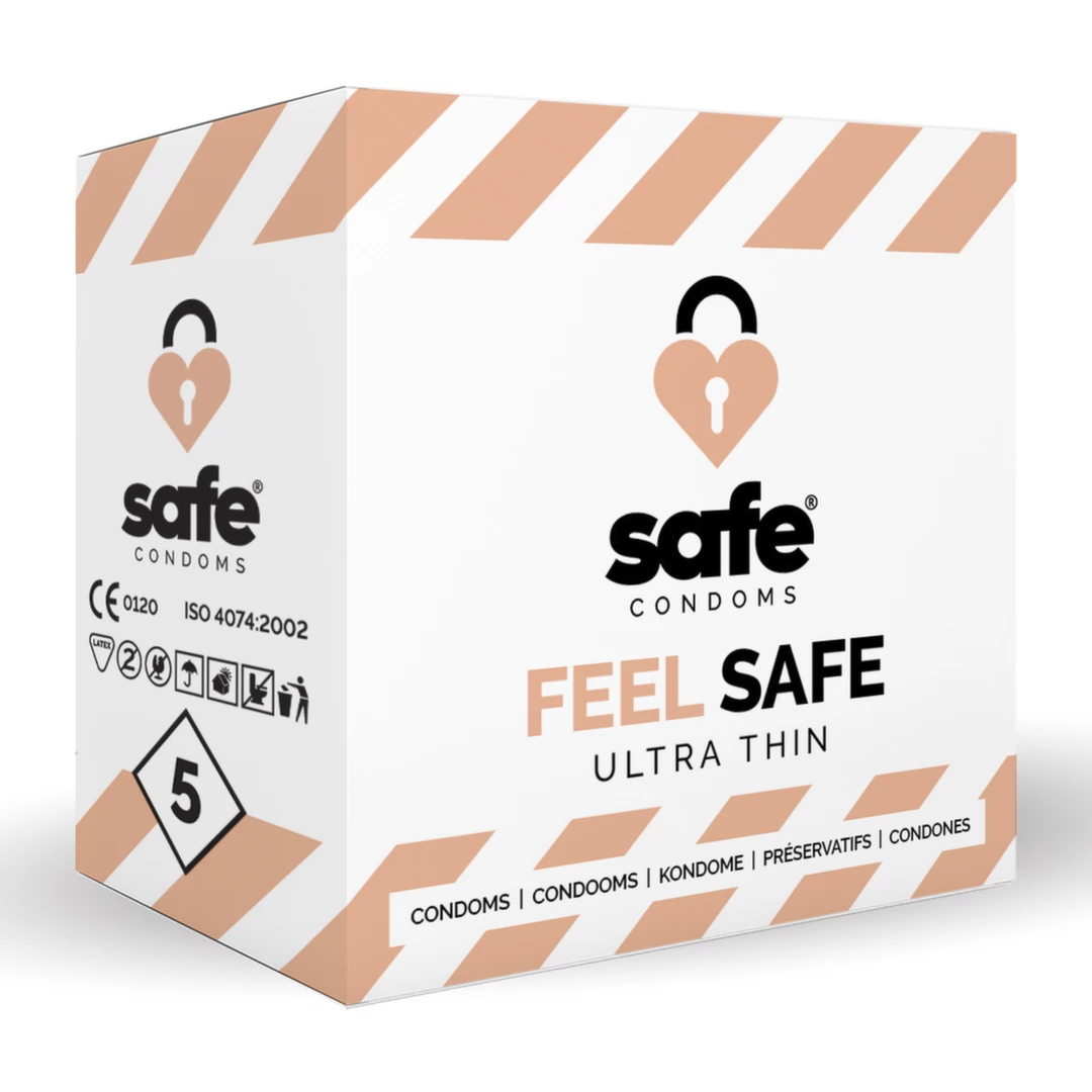 Prezerwatywy cienkie i gładkie lateksowe przezroczyste do seksu waginalnego Safe Feel Safe 5 szt
