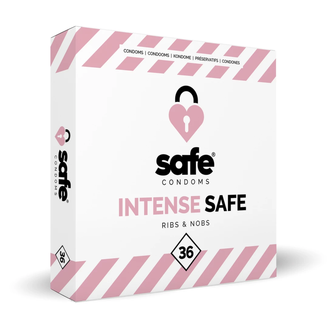 Prezerwatywy gładkie lateksowe przezroczyste dopochwowe z efektem stymulacji Safe Intense 36 szt