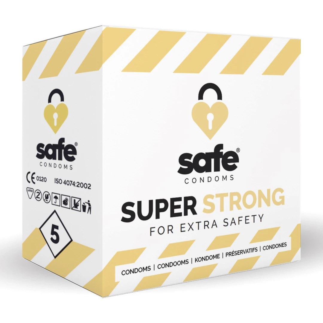 Mocne prezerwatywy gładkie lateksowe przezroczyste do seksu waginalnego i analnego Safe Super Strong 5 szt