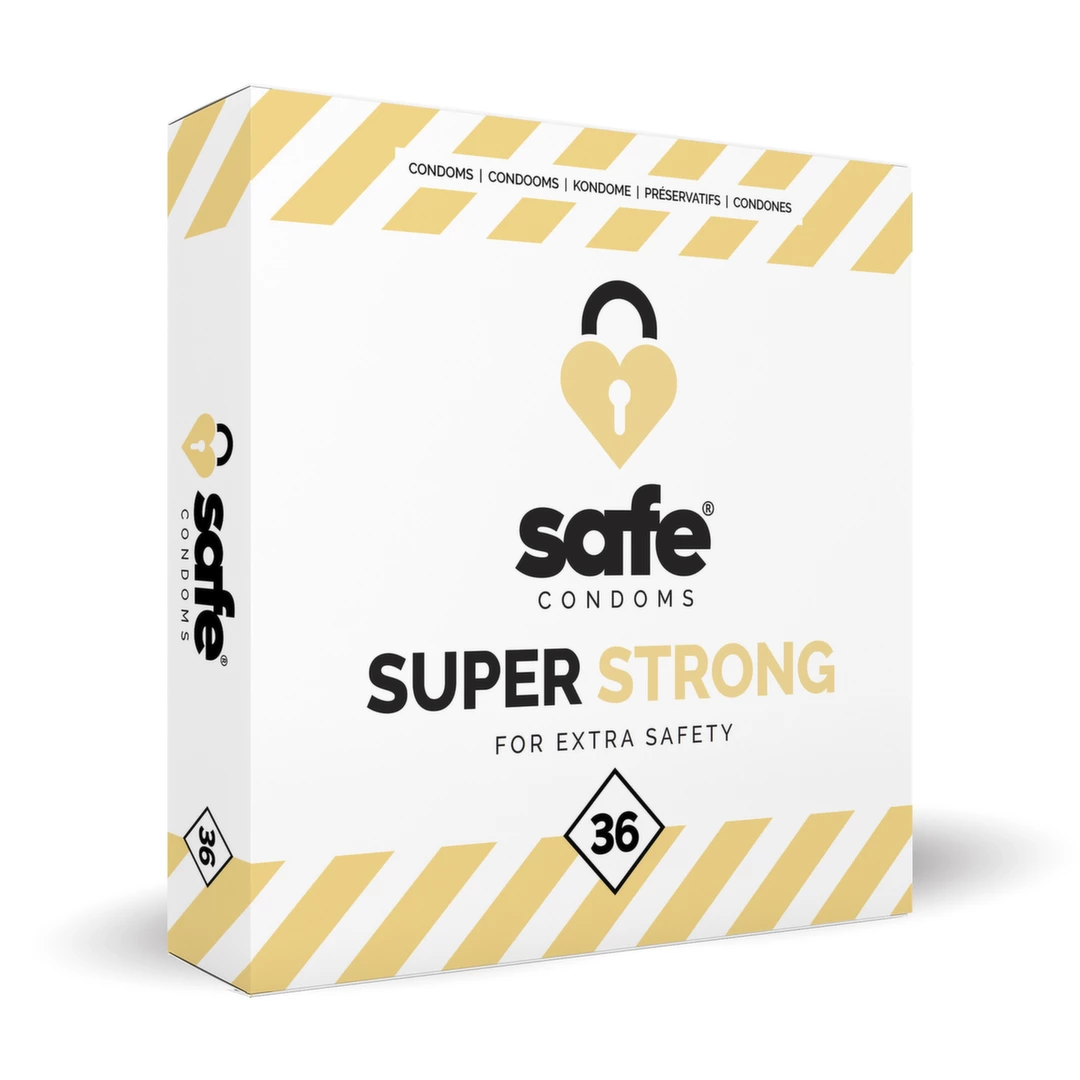 Mocne prezerwatywy gładkie lateksowe przezroczyste do seksu waginalnego i analnego Safe Super Strong 36 szt