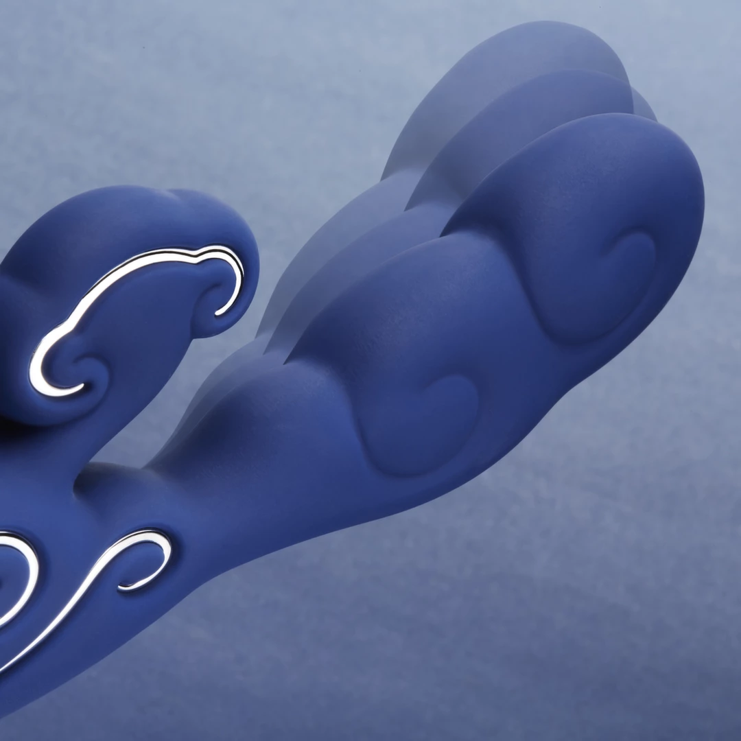 Niebieski wibrator w kształcie podwójnej chmurki do masturbacji łechtaczki i punktu G Sky by Ave Alto L 