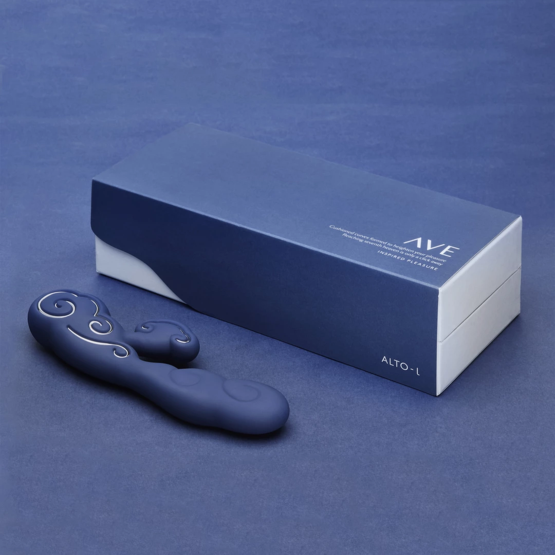 Niebieski wibrator w kształcie podwójnej chmurki do masturbacji łechtaczki i punktu G Sky by Ave Alto L 