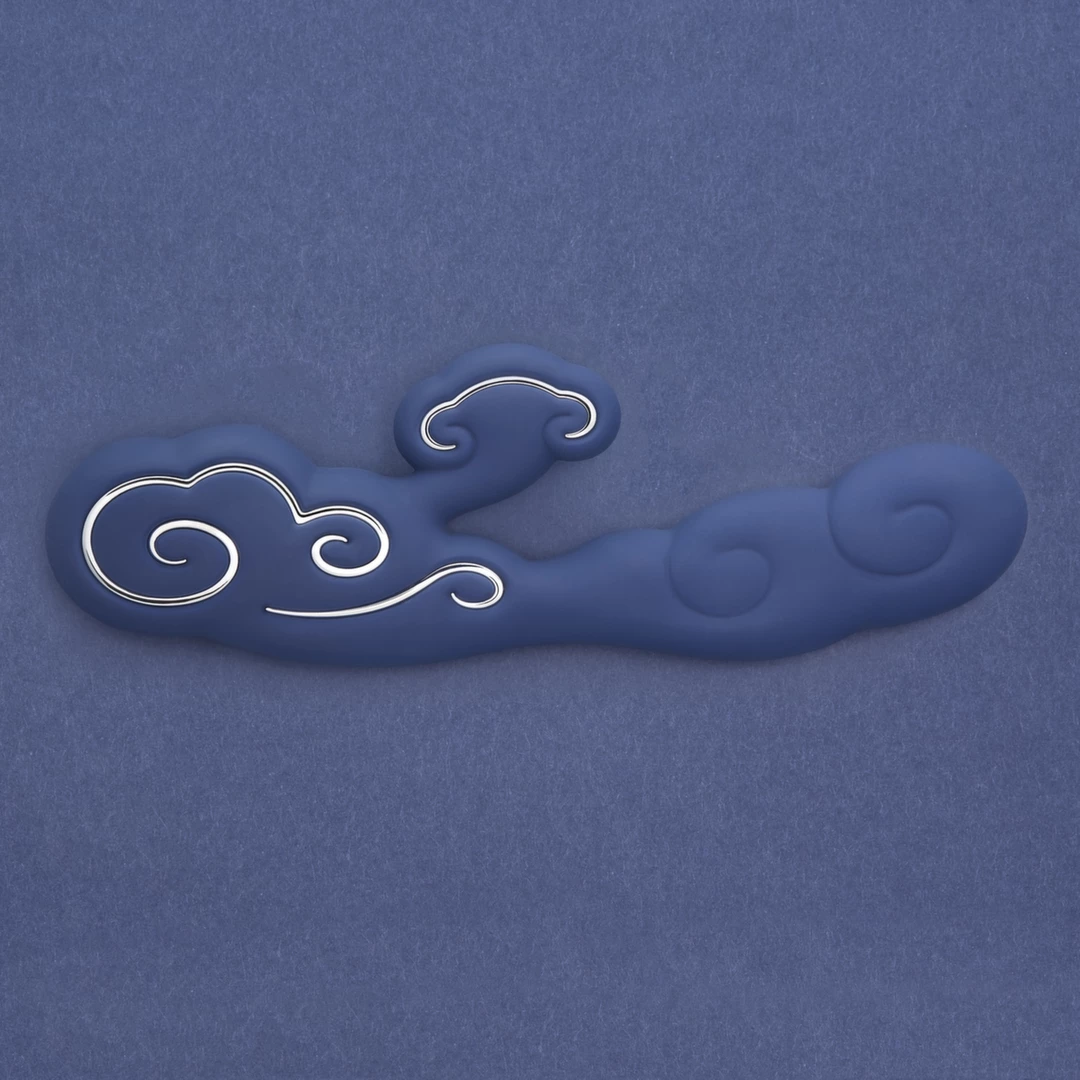 Niebieski wibrator w kształcie podwójnej chmurki do masturbacji łechtaczki i punktu G Sky by Ave Alto L 