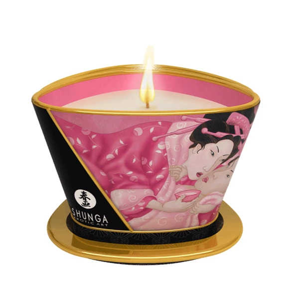 Świeca do masażu z aromatem płatków róży Shunga 170 ml